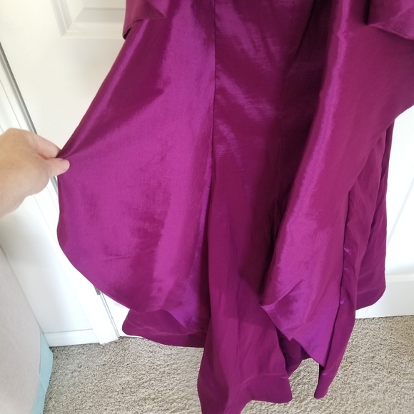 Mac Duggal Purple Strapless Formal Gown Cascading Waterfall Draped Back Size 6 - Picture 12 of 14